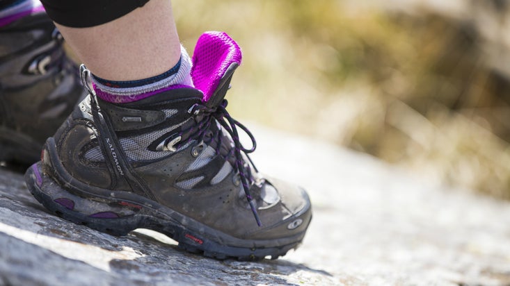 Close up shot of walking boots